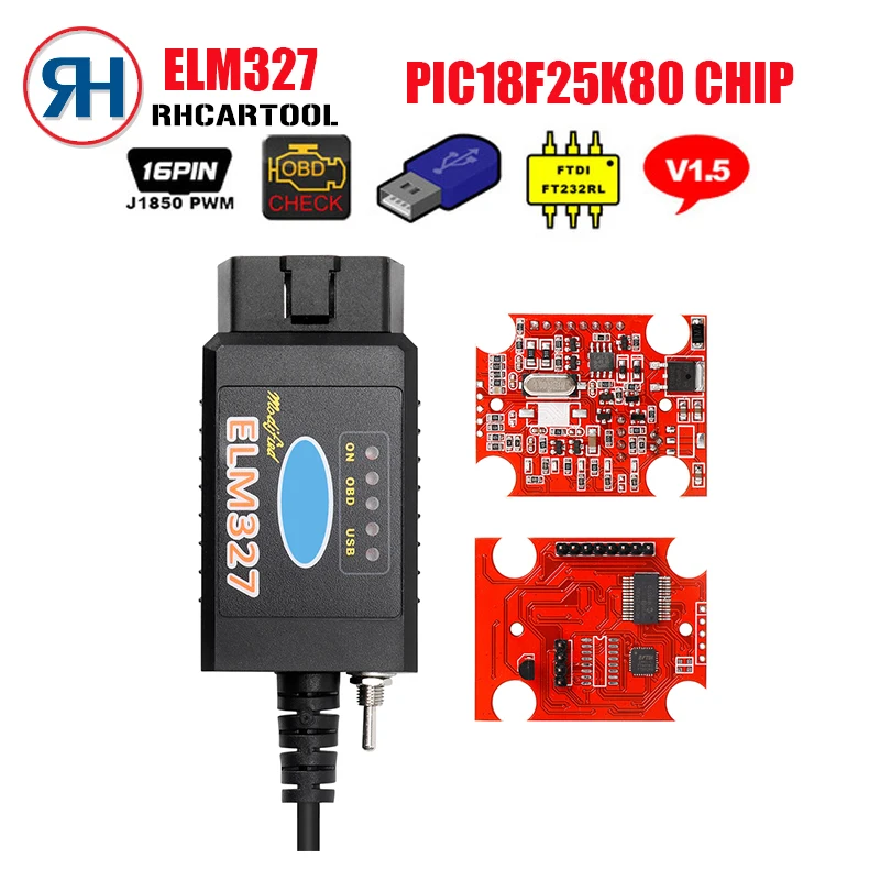 Мини ELM327 USB FTDI PIC18F25K80 чип OBD2 считыватель кодов для Fo rd HS CAN/MS CAN Переключатель ELM 327