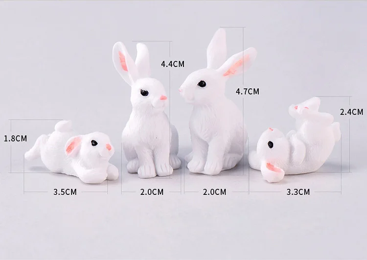 4pcs in picture Семья белый кролик фигурка животного модель смолы ремесло микро пейзаж домашний декор миниатюрное украшение для сада в виде Феи аксессуары - Цвет: 4pcs in picture