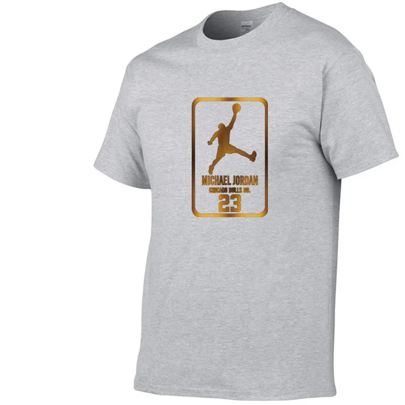 Light gray 80 Newest Summer Men T-Shirt Fashion Jordan 23 Brand Logo Print Cotton T Shirt Men Trend Casual Short Sleeve Tshirt Tops Tee - Цвет: Light gray 80