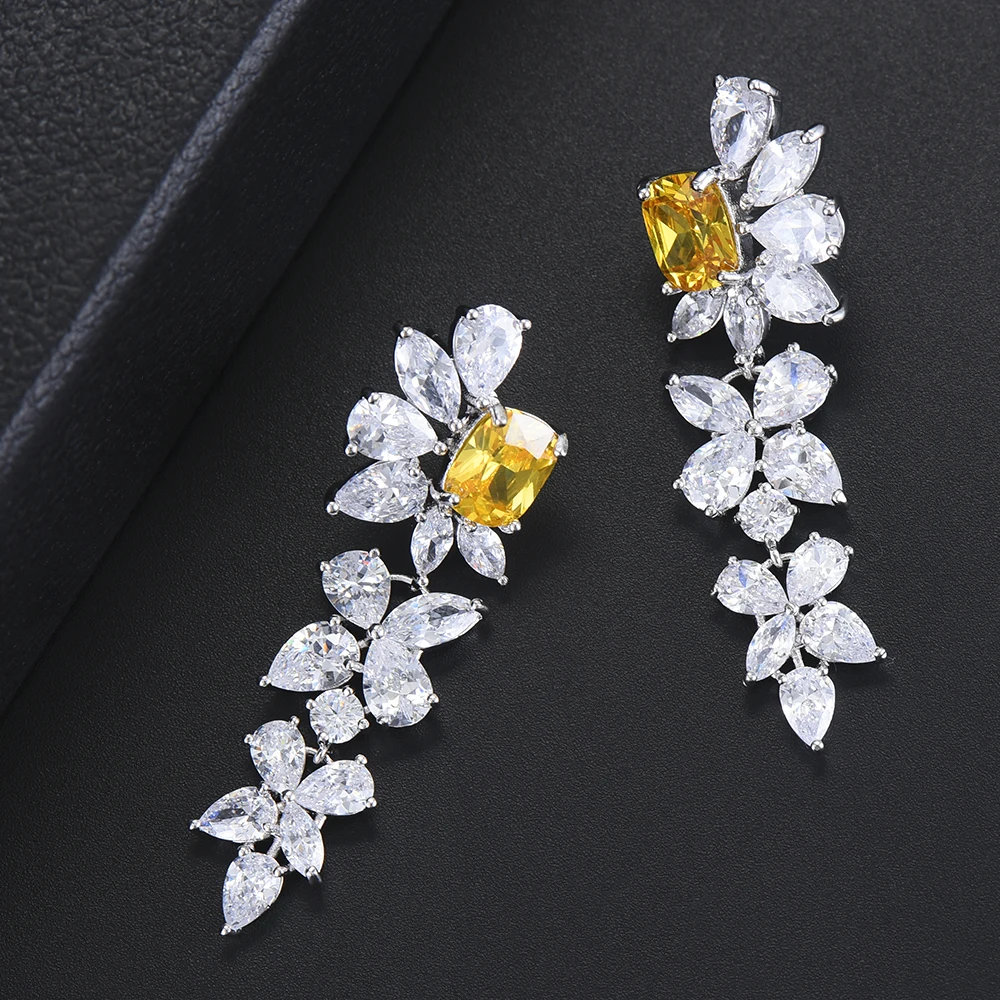 Missvikki Роскошные блестящие серьги с подвеской в виде цветов прозрачный желтый