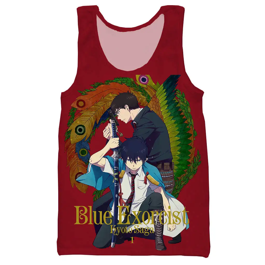 Майка с 3D принтом для мужчин и женщин Модный крутой топ аниме синего цвета майка