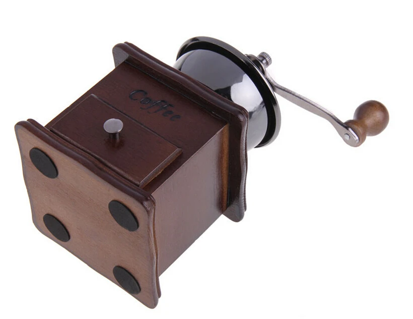 Лидер продаж 1 шт. Ретро дизайн мини ручная кофемолка деревянная подставка чаша