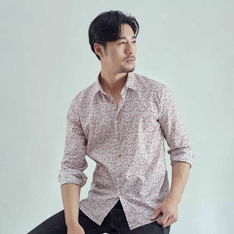 Мужская Повседневная рубашка с длинным рукавом Классическая цветочным принтом в