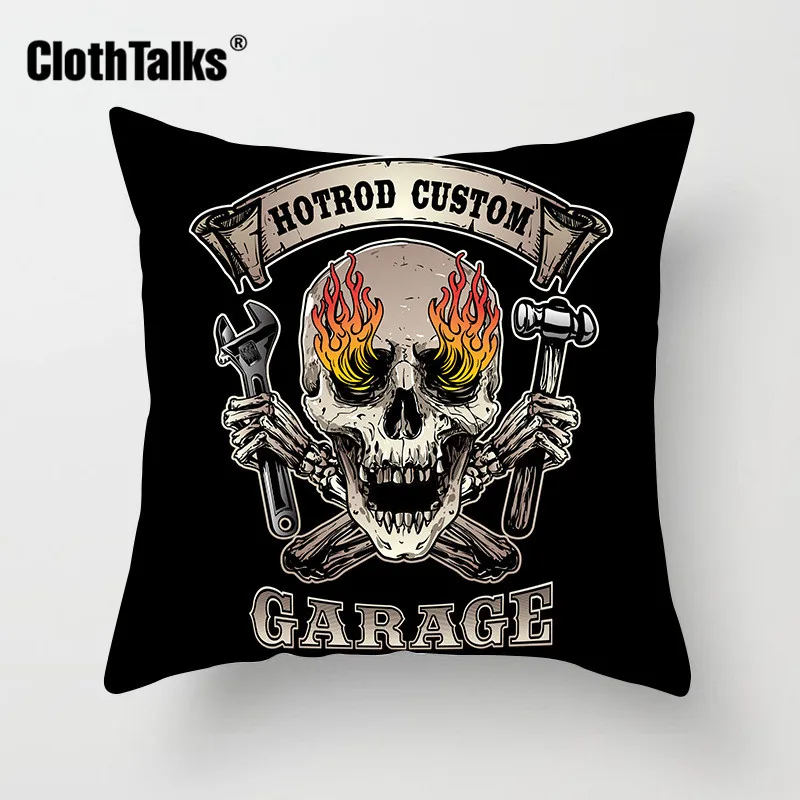 Clothtalks черный череп полиэстер качалка панк Дары смерти дома декоративные подушки