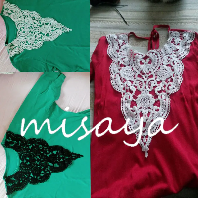 Misaya 1 шт. кружевной воротник белый и черный красивый цветок и сердце Venise Кружевная аппликация отделка, кружевная ткань швейные принадлежности