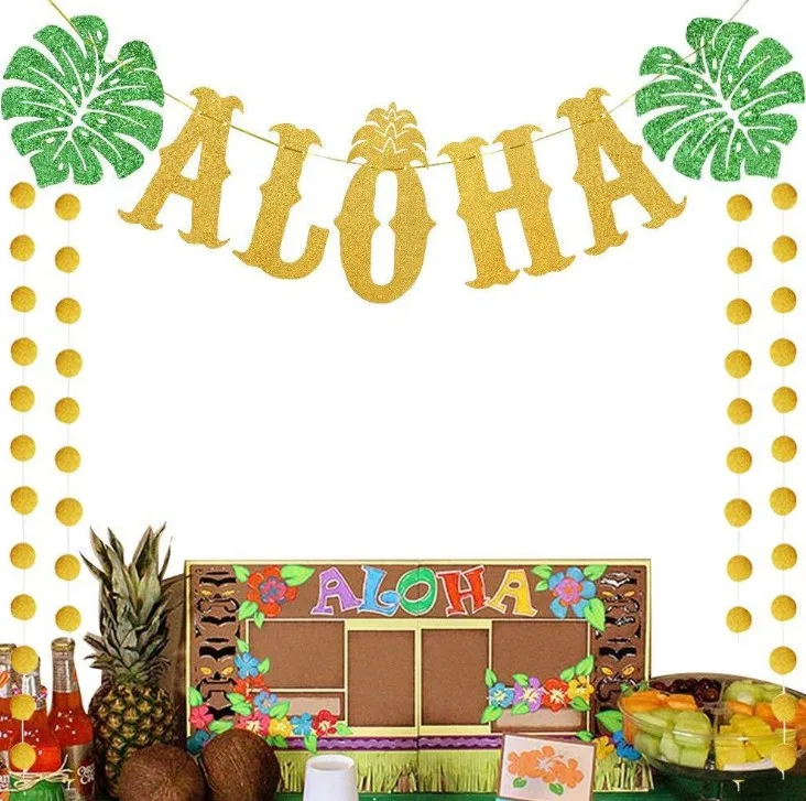 1 комплект милый комбинезон с Гавайский тропический Луо ALOHA Украшения для пляжной