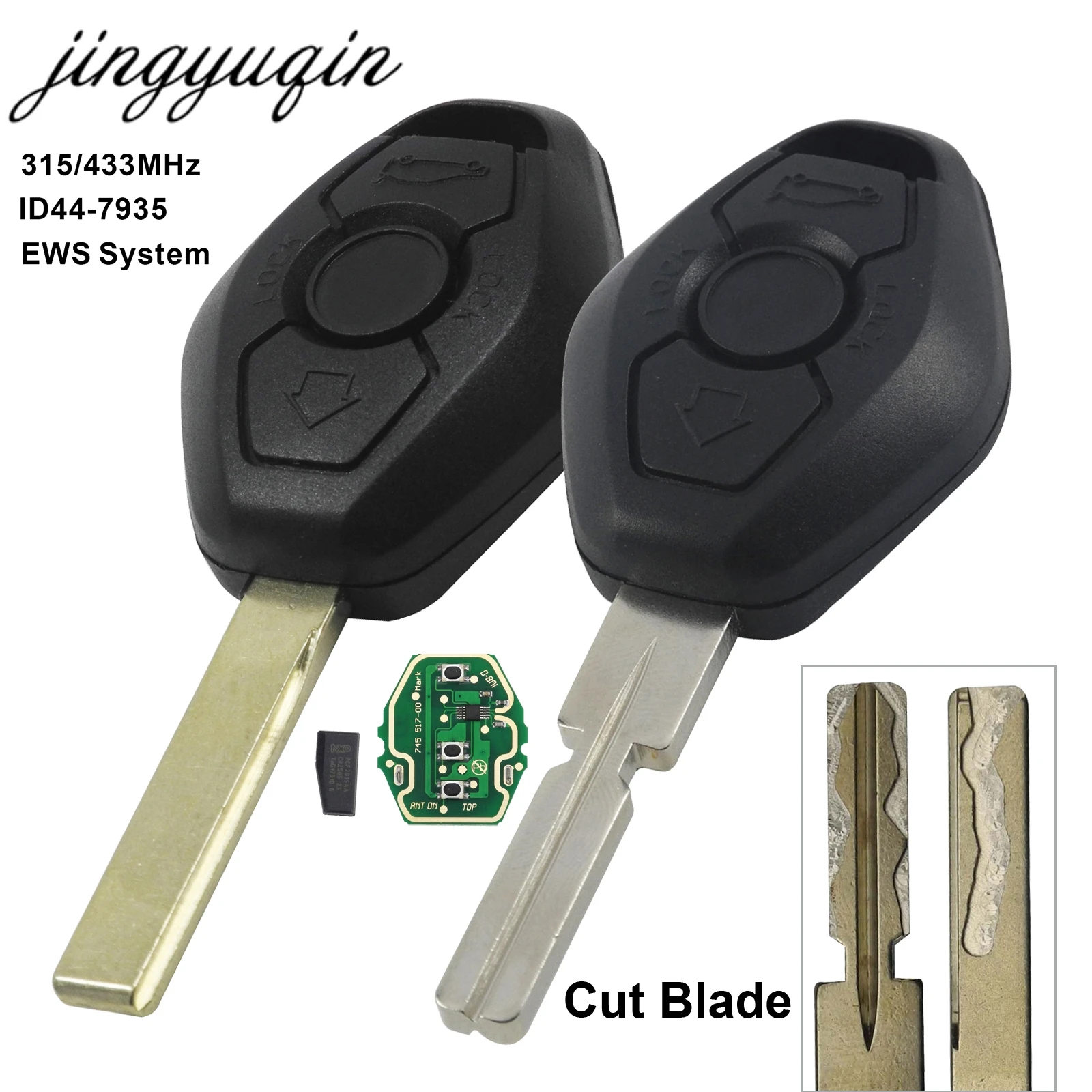 Jingyuqin Cut Blade Автомобильный Дистанционный брелок для BMW EWS X3 X5 Z3 Z4 1/3/5/7 серии E38 E39 E46