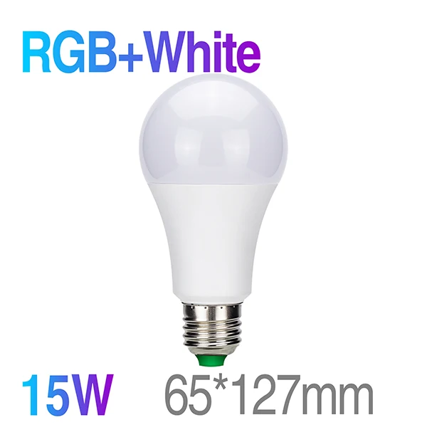 15W RGB White RGB светодиодный светильник с регулируемой яркостью 5 Вт 10 Вт 15 Вт E27 AC85-265V 16 цветов сменный светодиодный RGB Освещение с функцией памяти+ ИК-пульт дистанционного управления - Испускаемый цвет: 15W RGB White