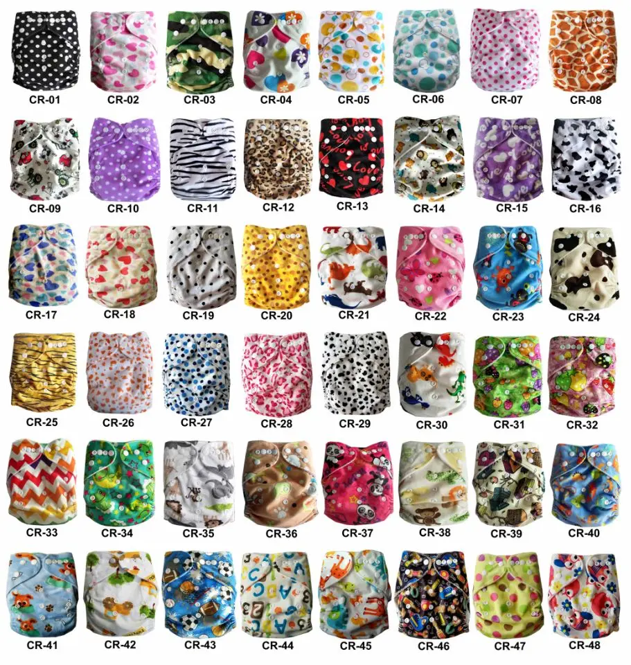 50 Sets Reuseable Washable Pocket Cloth Diaper Nappy 1+2 Inserts,Minky Printed Colors Nappies With Changing Pads Free Shipping