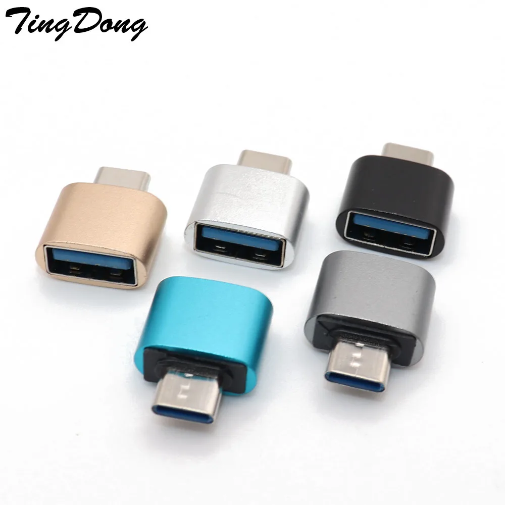 TingDong 1 шт. переходник с Type C на USB OTG металлический адаптер штырь гнездо для