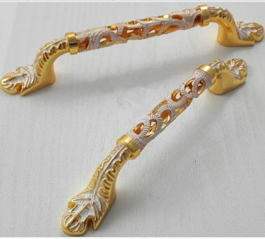 Ручка для выдвижного ящика кухонного шкафа цвет белый 96 мм 24 к золотая модная