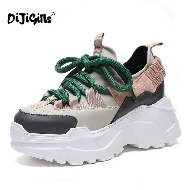 Женские кроссовки на платформе 7 см массивные танкетке большие размеры Осень