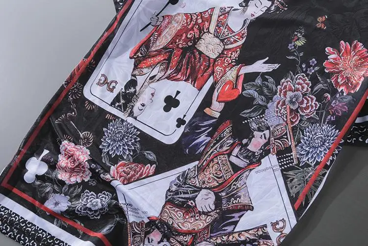Для мужчин s покер узор цифровой печати Футболка японский Ukiyoe красота вишни с
