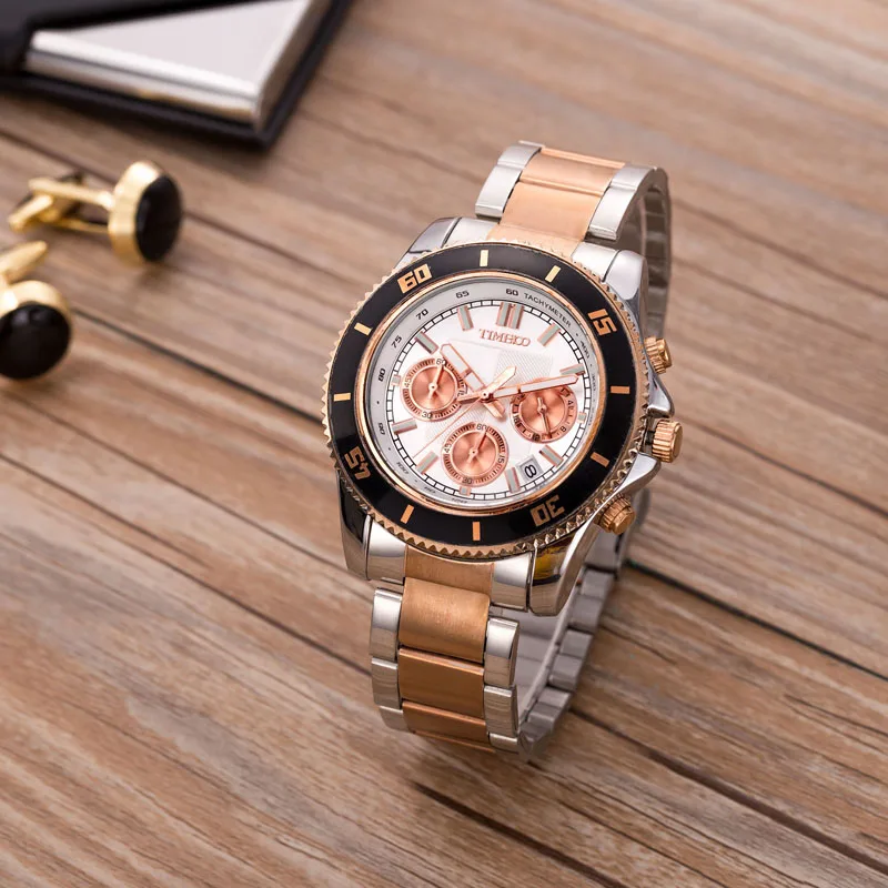 

TIME 100 Brand Luxury Stainless Steel Strap Analog Display Date Men's Quartz Watch Casual Watch Men Watches relogio masculi