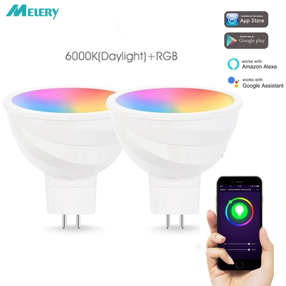 MR16 WiFi умный светодиодный лампочка GU5.3 отражатель Spoltlight 50 Ватт эквивалент RGB
