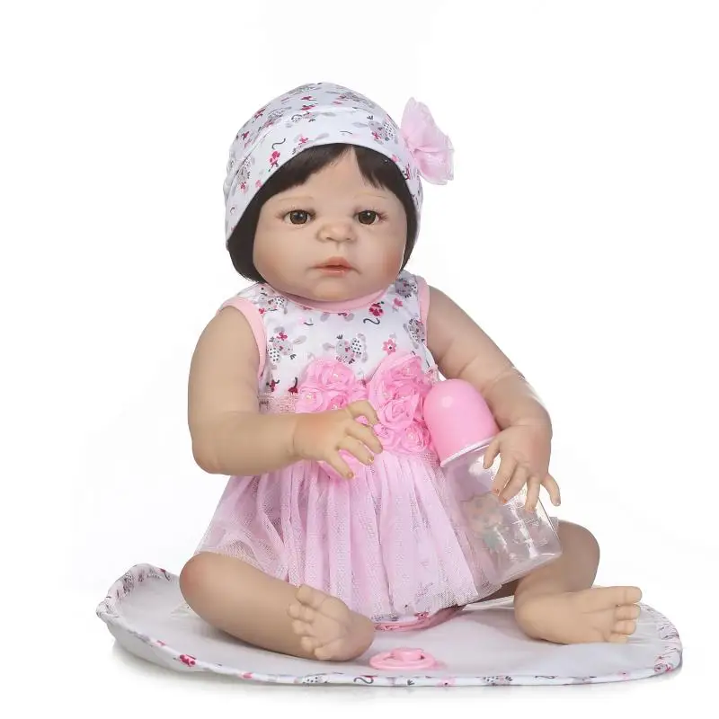 

55cm Full Body Silicone Reborn Baby Lifelike 22" Vinyl Newborn Bebe Princess Toddler Girl Dolls Bedtime Toy Lovely Birthday Gift