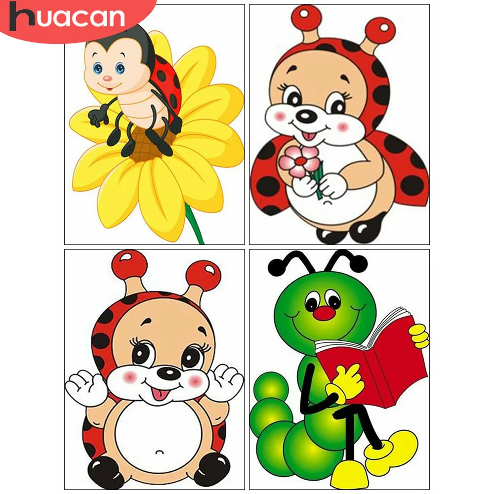 Алмазная мозаика HUACAN с рисунком пчелы из мультфильма, алмазная картина 5D, полная квадратная/круглая Алмазная вышивка, стразы, подарок ребенку