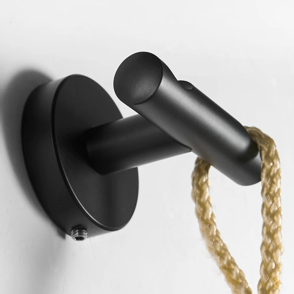 Матовые черные двойные крючки для полотенец Leyden с круглым основанием из