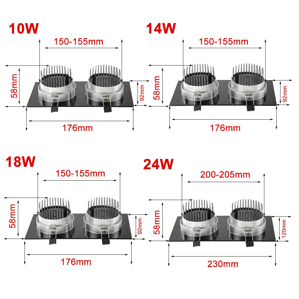 Рисунок черный 2 голову затемнения светодиодный встраиваемые квадратные