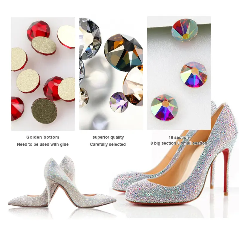 8 Большая маленькая режущая поверхность Горячая фиксация хрустальные стразы