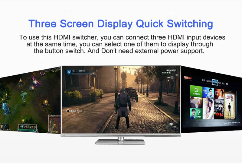 1 шт.,, мини коммутатор с 3 портами HDMI, сплиттер, 3 входа, 1 выход, HDMI Селекторный кабель для PS3/4 HD tv 3D 1080P видео