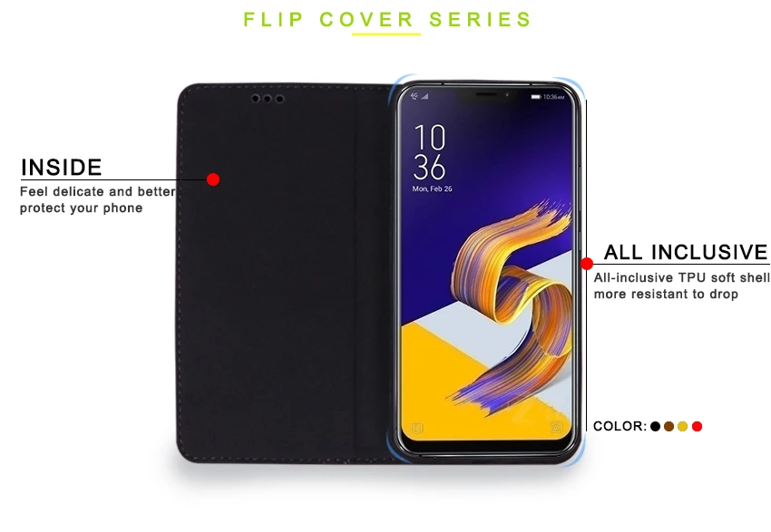 Роскошный кожаный флип-чехол RYKKZ для Asus Zenfone 5 ZE620KL 6,2 '', защитный чехол для телефона, кожаный чехол для ZE620KL