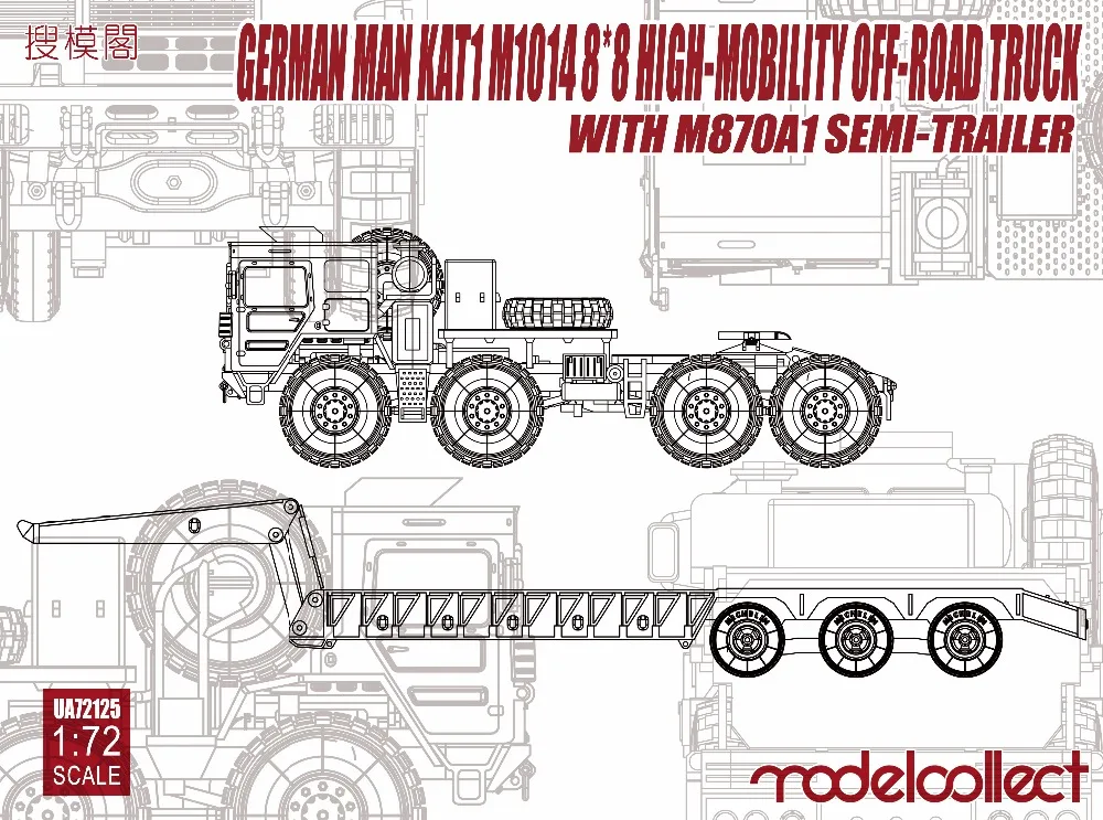 

RealTS Modelcollect UA72125 1/72 German MAN KAT1M1014 8*8 HIGH-Mobility off-road truck with M870A1 semi-trailer