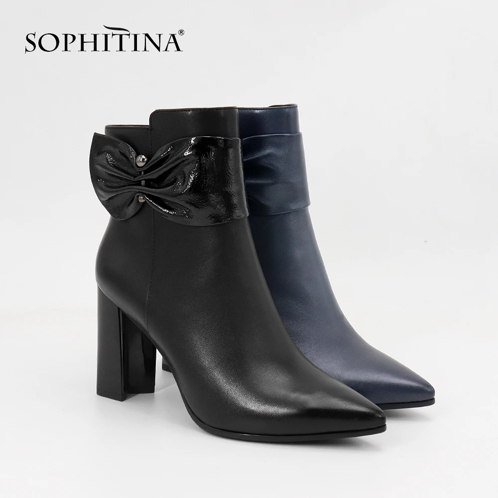Женские ботильоны на молнии SOPHITINA элегантные ботинки из натуральной кожи с