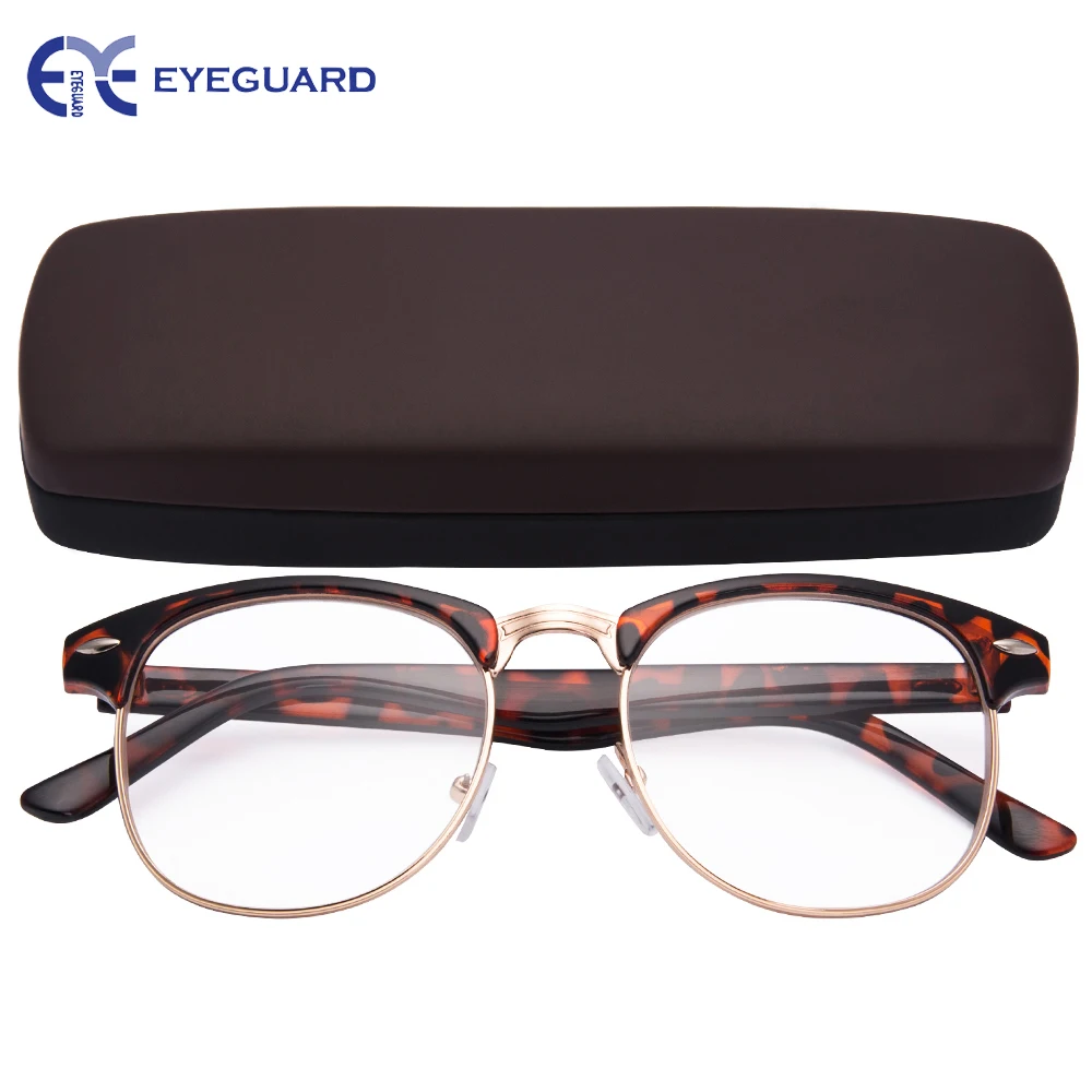 EYEGUARD круглая половина дужки Металл Пружинные шарниры классические очки для чтения читателей унисекс для мужчин и женщин с жестким чехлом