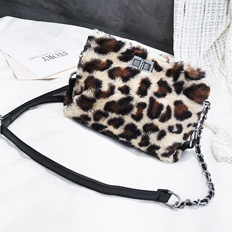 Высокое качество плюшевые leopard пакет женщины сумку для плеча Новый роскошный