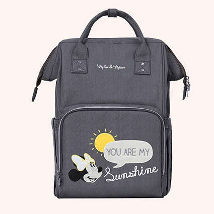 gray Disney Oxford USB теплоизоляционная сумка высокой емкости Детские бутылочки для кормления сумки для подгузников водонепроницаемый рюкзак для мамы путешествия - Цвет: gray