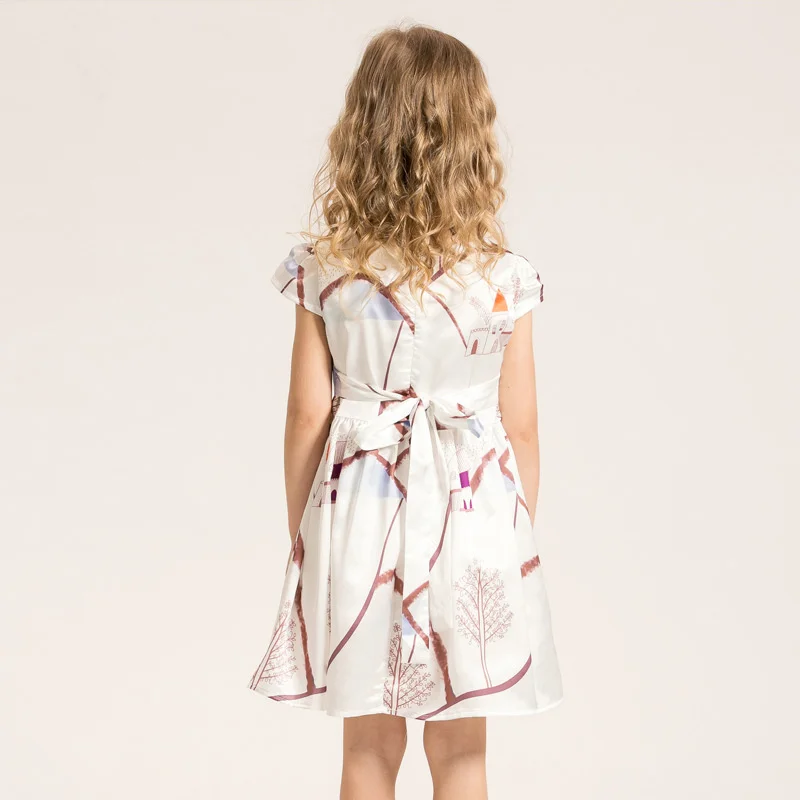 2016 лето повседневный kid девушка платья для 2-12 лет картина pattern печати маленькая