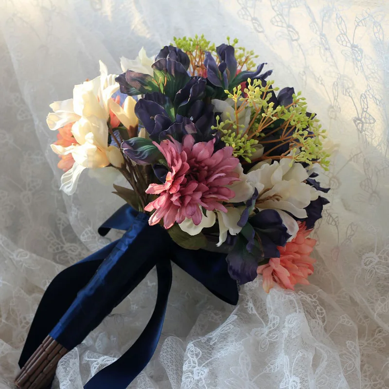 

Новое поступление, волшебный красочный красивый свадебный букет подружки невесты, свадебный букет, искусственные цветы, розы, свадебные бу...