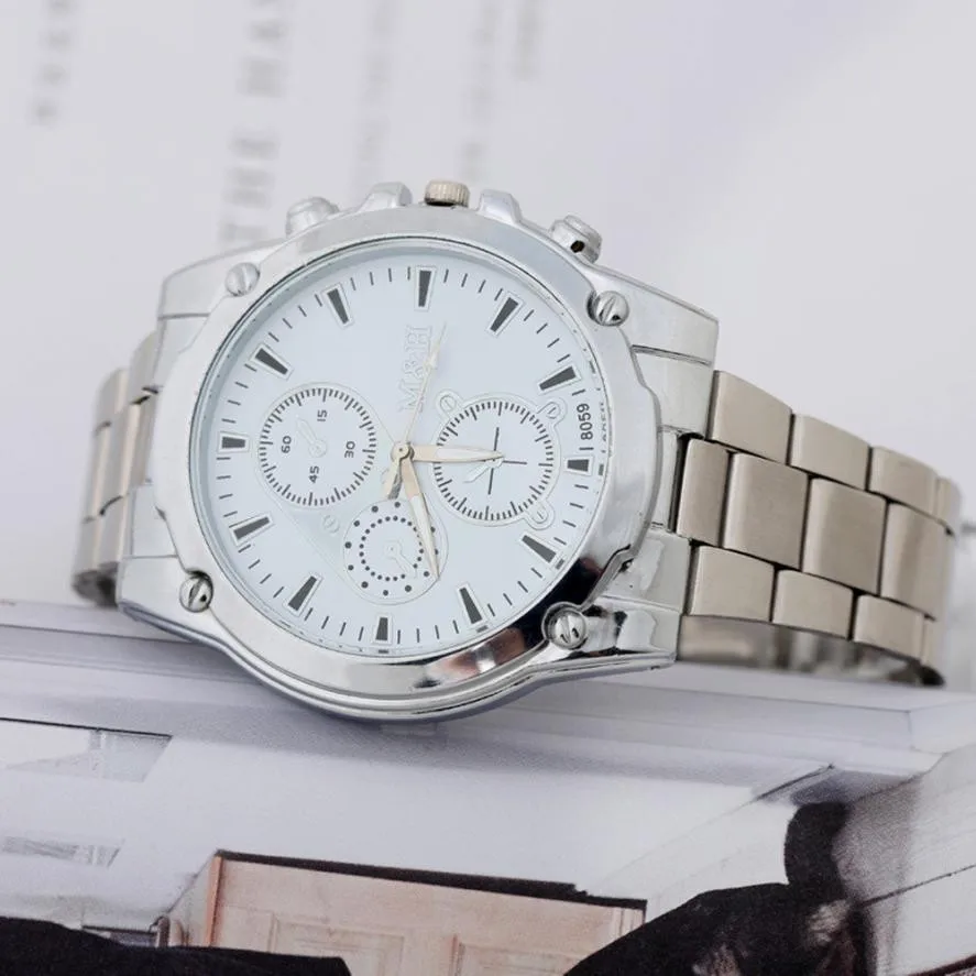 

Timezone#50 Business About Mens Watch Stainless Steel Band Machinery Sport Quartz Watch