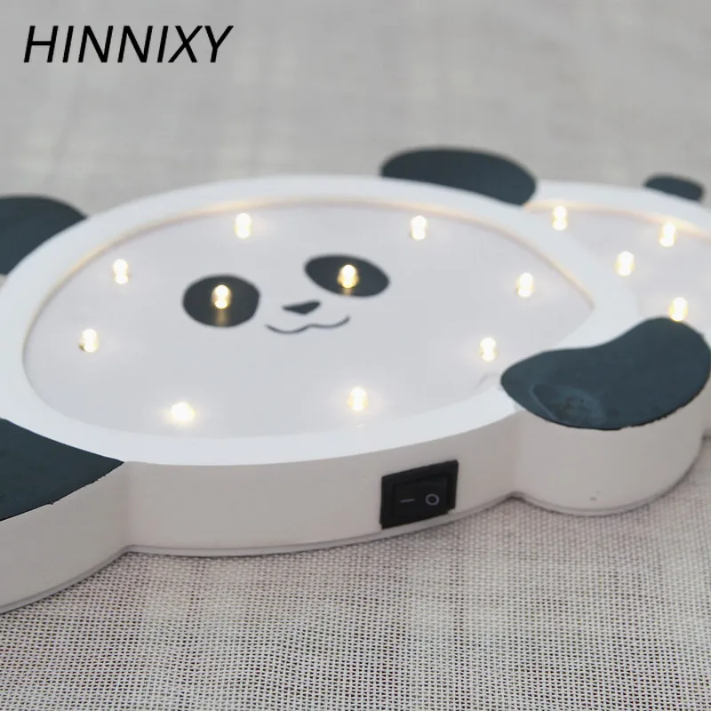 Hinnixy панда Светодиодные ночные лампы Деревянный милый мультфильм настенный