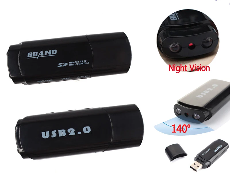 Мини камера HD видеокамера Обнаружение движения ночного видения мини DV DVR u диск USB