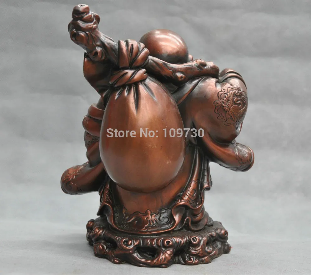bir 002864 11'' China Laughing Maitreya Buddha Happy Monk Hold Gourd Bronze Statue | Дом и сад