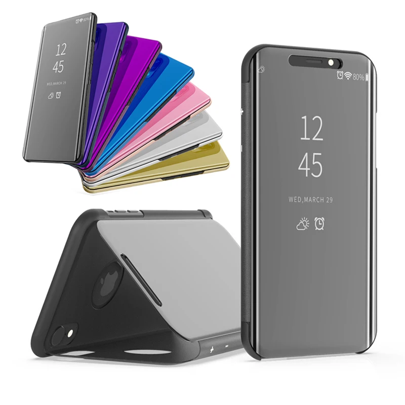 

Mirror Flip Case For For Samsung Galaxy A9 Star Lite Luxury Clear View PU Leather Cover For Samsung A9 Star Lite Smart Case