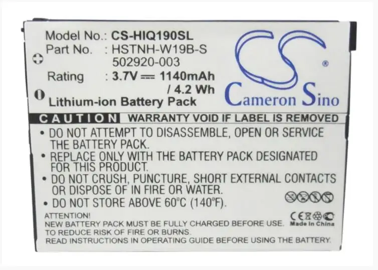 Аккумулятор Cameron Sino 1140mah для HP HSTNH-C19C iPAQ Data Messenger 490165-001 Mobile аккумулятор смартфона |
