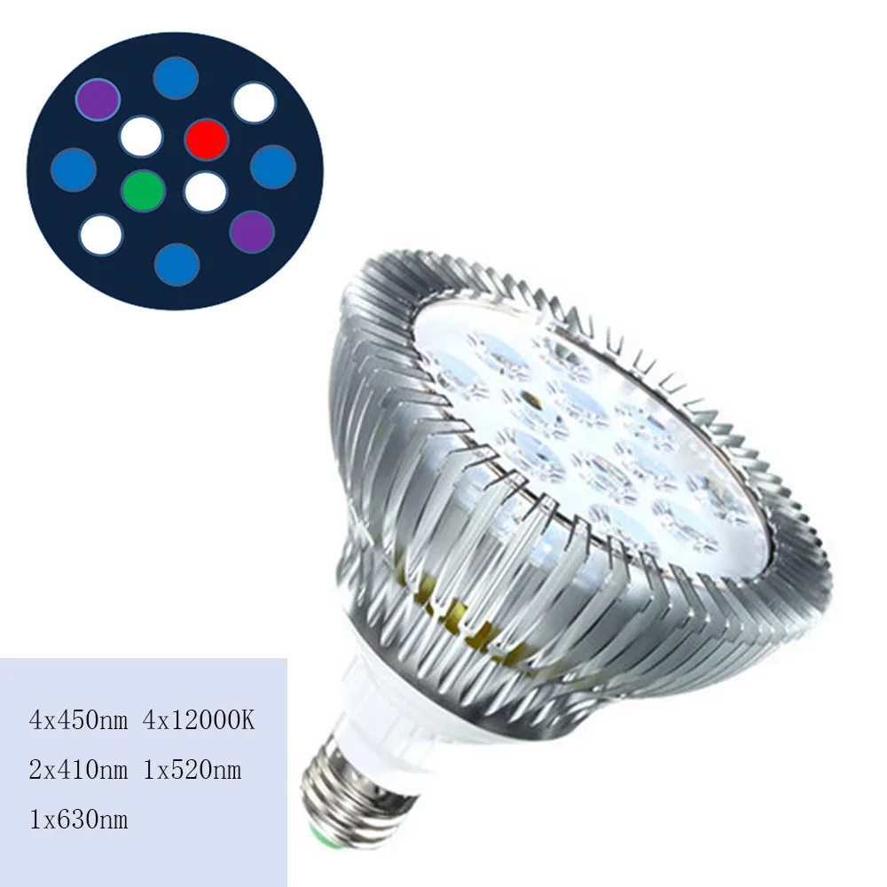 Полный Спектр Led Освещения Аквариума E27 Белый Синий Зеленый УФ-Красный коралловых Рифов Светать Par38/30 Лампы Fish Tank Водных LED Лампы - Цвет: 12A