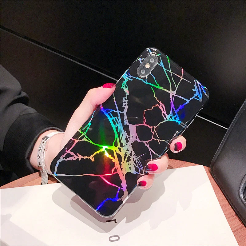 Чехол для телефона iphone XS XR MAX 8 7 6 6s plus роскошный лазерный мрамор