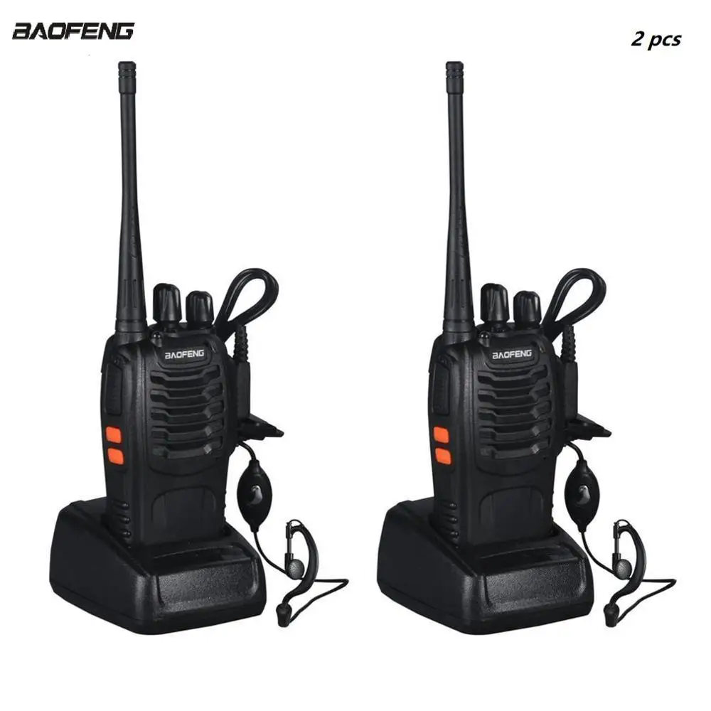 Black 2 шт VHF/UHF Baofeng BF-888S портативный fm-приемопередатчик перезаряжаемая рация в двух смыслах 5 Вт 2-полосная радиоприемная рация - Цвет: Black