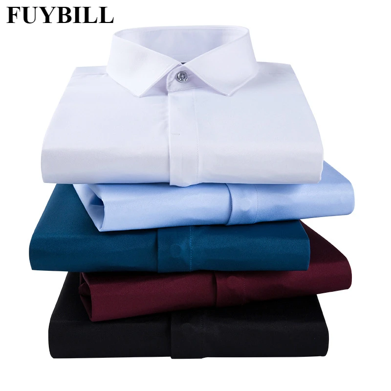 FuyBill весна новая мужская деловая одежда с длинным рукавом скрытая планка Рабочие Рубашки мужские деловые нежелезные стрейч рубашки