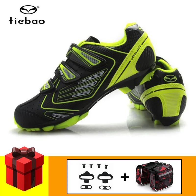 add cleats and bag Tiebao sapatilha ciclismo mtb велосипедная обувь для мужчин добавить педаль SPD набор горный велосипед кроссовки для женщин нейлон-стекловолокно спортивная обувь - Цвет: add cleats and bag