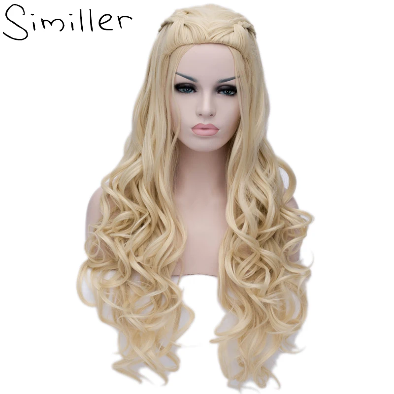 Similler 2 цвета длинные серебряные фигурные парики Косплэй синтетических блондинка