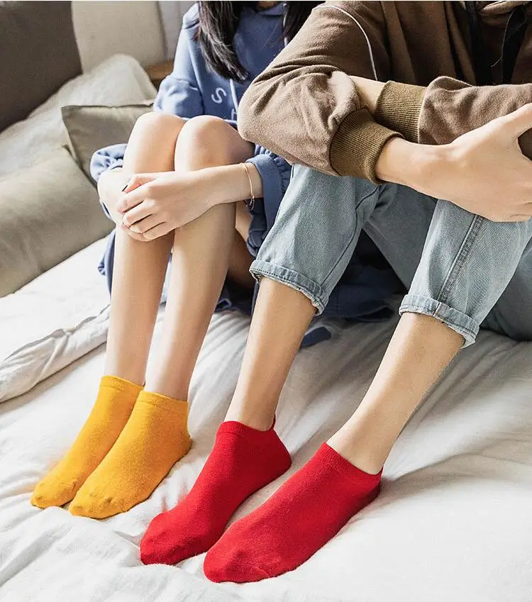 Модные носки для пар хлопковые башмачки с вышивкой короткие мужчин и