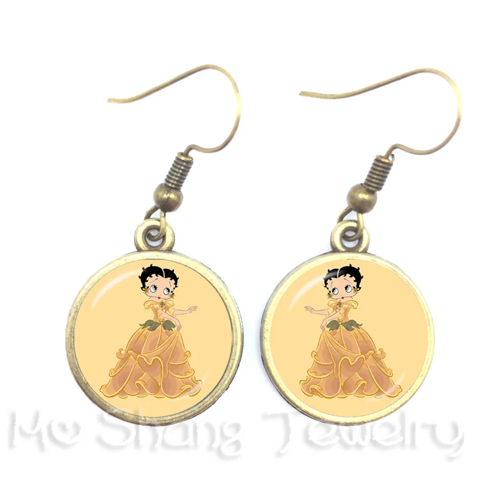 Новые модные серьги Betty Boop 16 мм стеклянные купольные женские ювелирные изделия