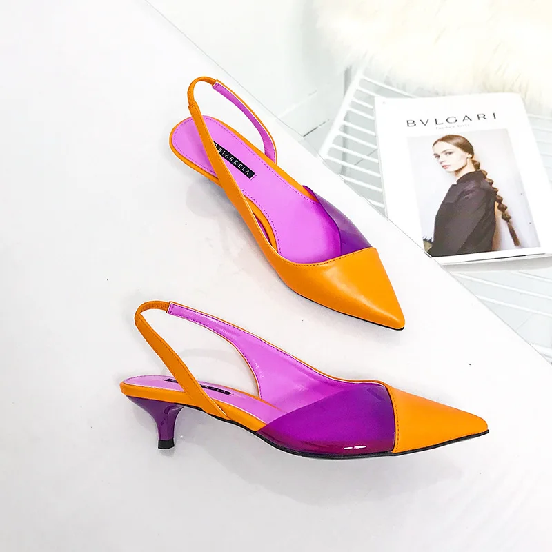 Новинка сезон весна модные тонкие туфли из ПВХ с острым носком на низком каблуке