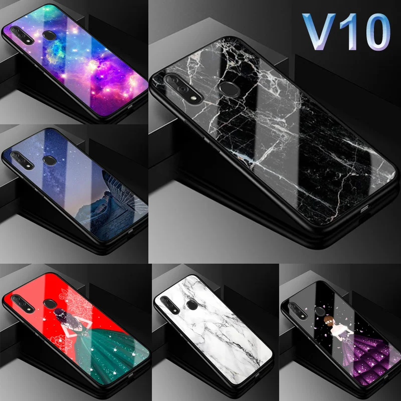 Чехол для zte blade V10, Модный чехол из закаленного стекла+ чехол с мягкими краями для zte blade V10 V1000, стеклянный жесткий чехол s V 10, оболочка funda