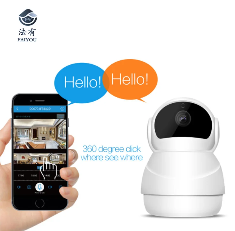 FAIYOU WIFI Mini CCTV Camera IP P2P HD Video 2MP 1080P Night Vision 10m Rotation 355 Degree and Vertical 80 Memory Up to | Безопасность